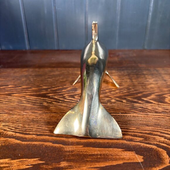 Vintage Brass Dolphin Figurine Nautical Coastal Decor for Shelf Display - Picture 4 of 17